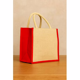 red natural juco shopping bag jute and cotton eco-friendly reusable bag for wholesale bulk export