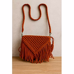 brown macramé crochet crossbody bag handmade cotton purse with magnetic snap for wholesale export supply