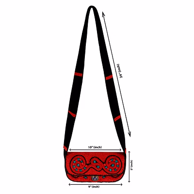 Maroon Handcrafted Beaded Crossbody Bag Cotton Sling Bag With Zipper and Magnetic Snap for Wholesale Bulk Export-2