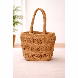 handwoven natural jute women handbag with braided handle – eco-friendly artisan woven tote bag for wholesale export supply