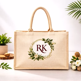 customized wedding jute gift bag with printed logo & padded handles – eco-friendly reusable natural jute tote for wholesale export supply