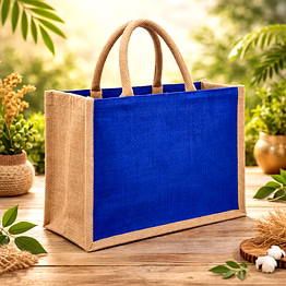 eco-friendly blue non-woven jute shopping bag - durable reusable tote for wholesale export