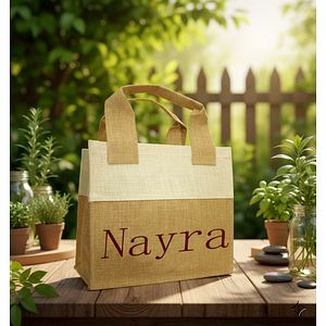 Eco-Friendly Custom Branded Two-Tone Natural Jute Shopping Bag for Global Export and Corporate Branding