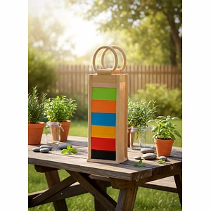 Eco-Friendly Jute Bottle Bag with Multicolor Design - Sustainable and Stylish Single Bottle Carrier