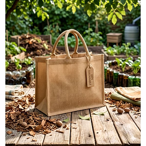 Natural Jute Shopping Bag 14x12x4 Inch – Eco-Friendly Reusable Grocery Tote with Durable Handles for Wholesale Bulk Export Supply