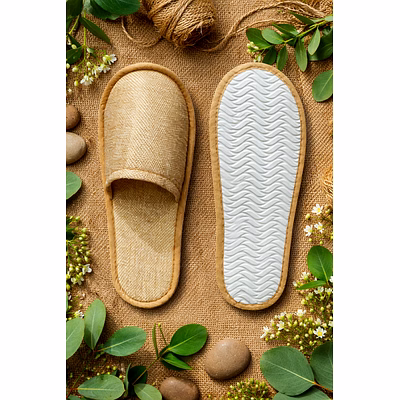 Eco-Friendly Jute Slippers – Breathable Natural Fiber Indoor Hotel, Spa &amp; Hospitality Footwear for Wholesale Bulk Supply-JS1