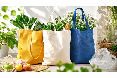 Cotton shopping bags reducing plastic waste sustainably