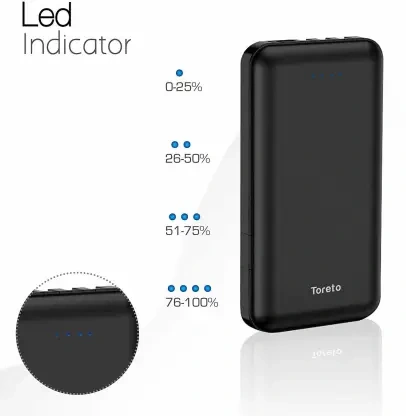 TORETO TOR-73 10000mAh TRINITY LITE POWER BANK-Black-2