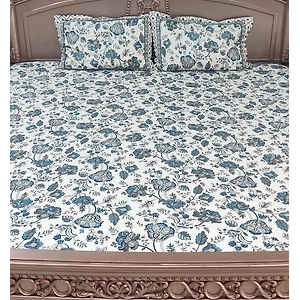 Jaipuri Floral Printed Queen Cotton Bedsheet - Queen size, 90x108 inches, 120 TC