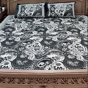 Jaipuri Peacock Floral Printed Cotton Bedsheet - Queen Size, 90x108 inches, 120 TC