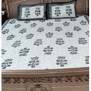 Jaipuri Floral Printed Cotton Bedsheet - Queen Size, 90x108 inches, 120 TC