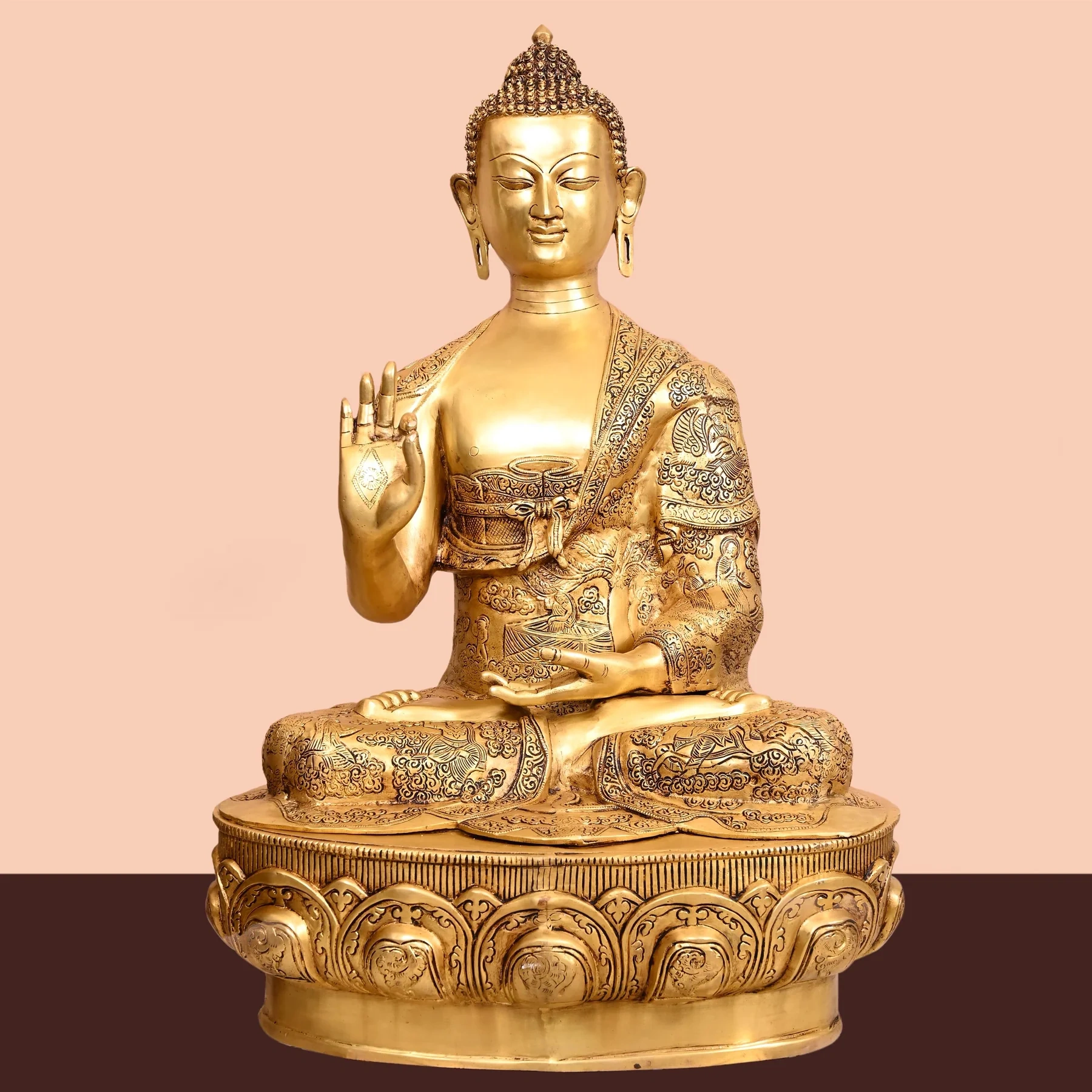 BRASS HANDCARVED BLESSING BUDDHA (33&quot;) PIB-1007-11756000