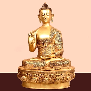 BRASS HANDCARVED BLESSING BUDDHA (33") PIB-1007