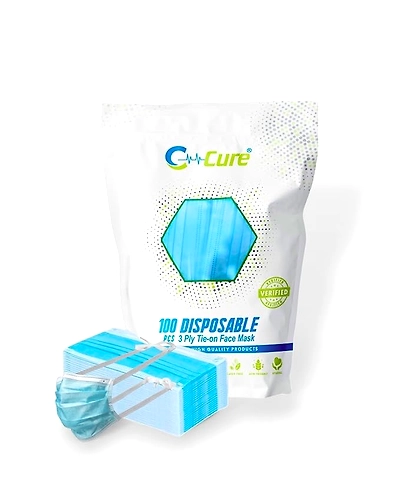 C-Cure® Disposable Tie On Face Mask with Nose Clip 3 Ply Medical Face Mask with Meltblown filter Layer ISO &amp; CE Certified Disposable Safety Masks for Hospital Staff-12741471