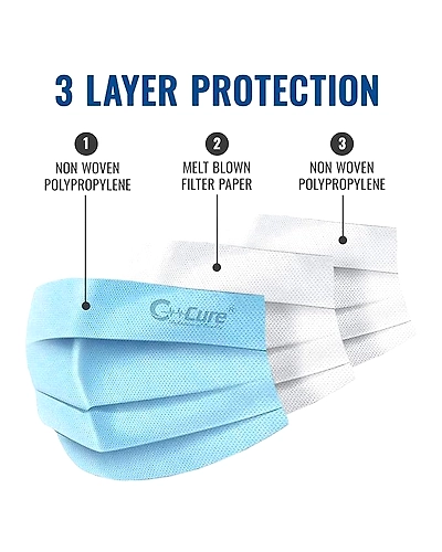 C-Cure® Disposable Tie On Face Mask with Nose Clip 3 Ply Medical Face Mask with Meltblown filter Layer ISO &amp; CE Certified Disposable Safety Masks for Hospital Staff-2