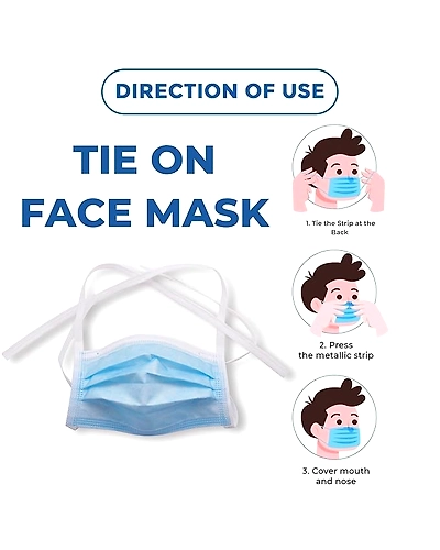 C-Cure® Disposable Tie On Face Mask with Nose Clip 3 Ply Medical Face Mask with Meltblown filter Layer ISO &amp; CE Certified Disposable Safety Masks for Hospital Staff-1