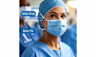 C-Cure® Disposable Tie On Face Mask with Nose Clip 3 Ply Medical Face Mask with Meltblown filter Layer ISO & CE Certified Disposable Safety Masks for Hospital Staff