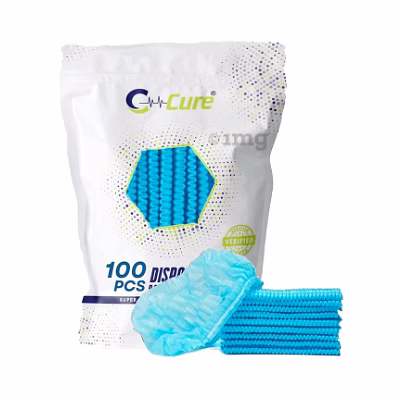 c-cure disposable non-woven bouffant cap, medical grade | unisex | single-use (blue)