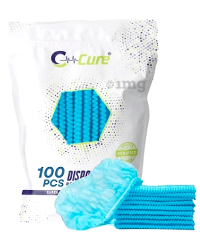 C-Cure Disposable Non-Woven Bouffant Cap, Medical Grade | Unisex | Single-Use (Blue)-Blue-1