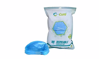 C-Cure Disposable Non-Woven Bouffant Cap, Medical Grade | Unisex | Single-Use (Blue)