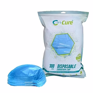 C-Cure Disposable Non-Woven Bouffant Cap, Medical Grade | Unisex | Single-Use (Blue)