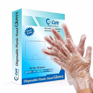 C-Cure® Disposable Plastic Hand Gloves | Handgloves for Cooking, Dishwashing, Hair Coloring, Cleaning | Latex-Free, Food Safe, Kitchen Gloves For Cutting Vegetables