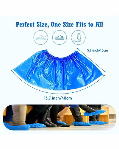 C-Cure Disposable Shoe Cover, Waterproof Shoes Cover, Shoe Rain Cover, Pack of 200, Blue-White-2
