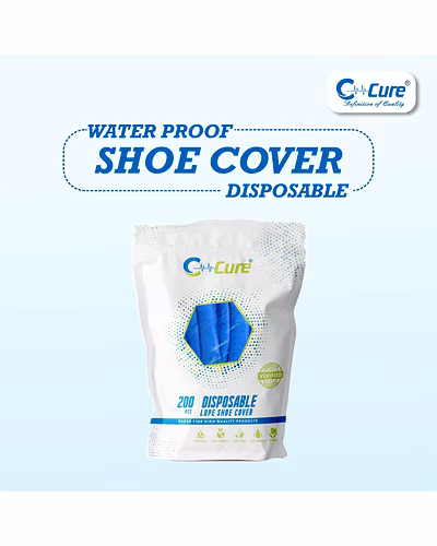 C-Cure Disposable Shoe Cover, Waterproof Shoes Cover, Shoe Rain Cover, Pack of 200, Blue-White-4