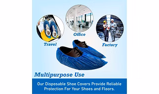 C-Cure Disposable Shoe Cover, Waterproof Shoes Cover, Shoe Rain Cover, Pack of 200, Blue