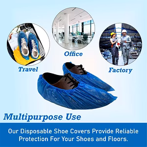 C-Cure Disposable Shoe Cover, Waterproof Shoes Cover, Shoe Rain Cover, Pack of 200, Blue