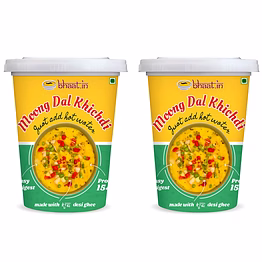 bhaat.in instant moong dal khichdi | pack of 2 | ready-to-eat |protein 15gms| no palm oil |dehydrated meal |just add hot water | light on stomach | non-spicy & gluten-free | no preservatives | travel & office-friendly indian meal