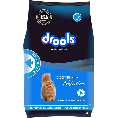 drools adult(+1 year) dry cat food, ocean fish, 1.2kg