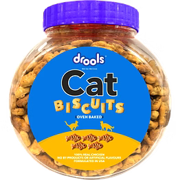 drools real chicken biscuits, cat treats jar - 400g