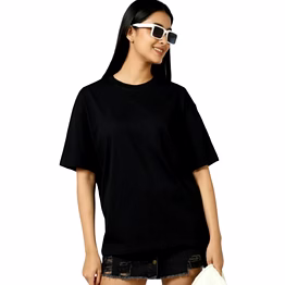 reced t shirts for women black t-shirt fabric polyester over size round neck
