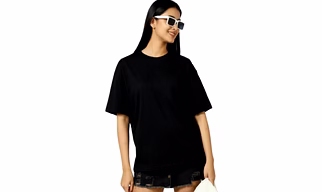 t shirts for women  black t-shirt fabric polyester over size round neck