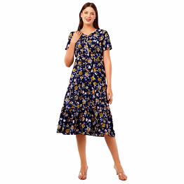 reced women's floral print dress – crepe fabric, multicolor