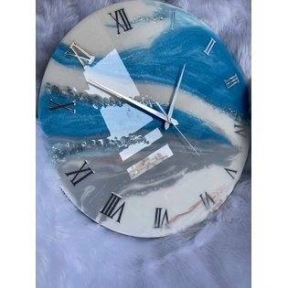 Blue and White Epoxy Resin Wall Clock For Home Decor
