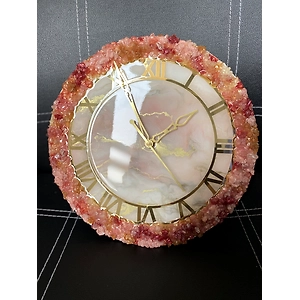 Pink Geode Abstract Epoxy Resin Wall Clock For Home Decor