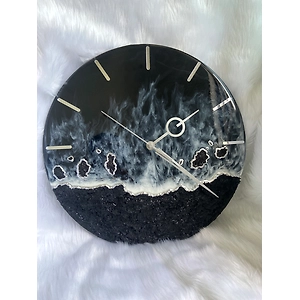 Black Ocean Abstract Epoxy Resin Wall Clock For Home Decor