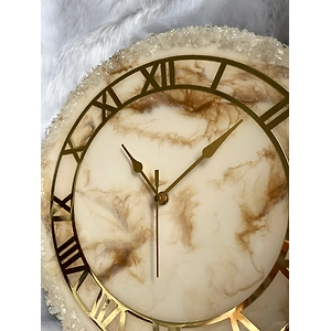 Golden Geode Abstract Epoxy Resin Wall Clock For Home Decor