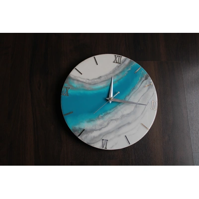 Blue and Grey Abstract Epoxy Resin Wall Clock For Home Decor