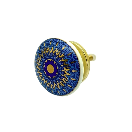 SHILPWARE Ceramic Knobs Drawer Pulls for Cabinets and Cupboards Gold Multicolor (38mm)-DN1-11