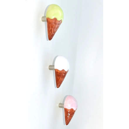 Shilpware Ceramic Icecream Hooks, Wall Cabinet Door Towel Robe Clothes Hooks for Hanging Kitchen Bathroom Home Hooks, Unique Design Hooks, Decorative Wall Hook-White-1