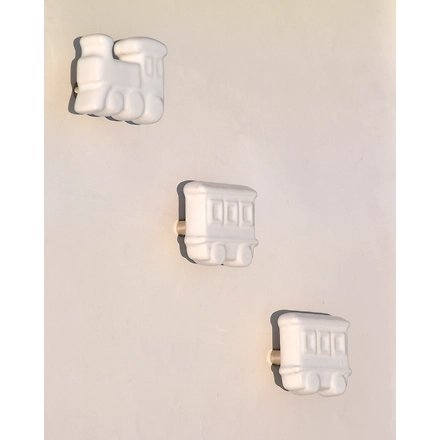 Shilpware Ceramic Train Hooks, Wall Cabinet Door Towel Robe Clothes Hooks for Hanging Kitchen Bathroom Home Hooks, Unique Design Hooks, Decorative Wall Hook-White-4
