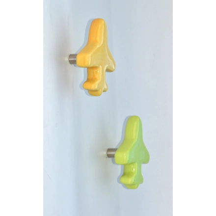 Shilpware Ceramic Aeroplane Hooks, Wall Cabinet Door Towel Robe Clothes Hooks for Hanging Kitchen Bathroom Home Hooks, Unique Design Hooks, Decorative Wall Hook-White-2