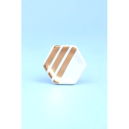 Shilpware Alma Hive Metallic Stripe Triangle Ceramic Door knob-130070