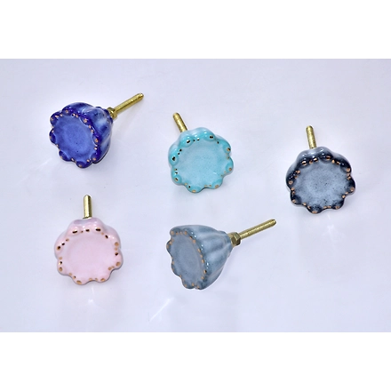 SHILPWARE Multi Color Dome Ceramic Cabinet Handmade/Designer and Traditional Drawer Knob-Blue-1