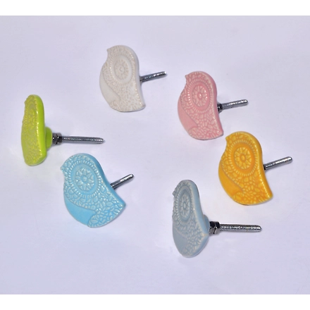 SHILPWARE Sparrow door Cupboard Drawer Doorknobs Pull Handles-Green-2