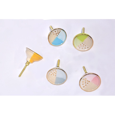 Shilpware Sliced Lemon Cupboard Drawer Door Knobs Pull Handles-Yellow-1