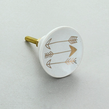 SHILPWARE ALMA HIVE METALLIC STRIPE CIRCLE CERAMIC DOOR KNOBS-DN2-1